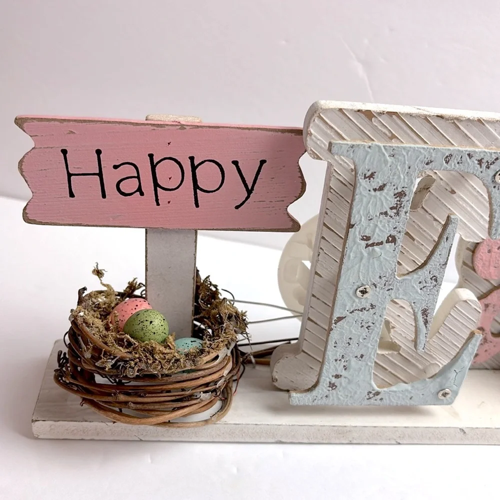 Happy Easter Wooden Table Top Sign Decor 18